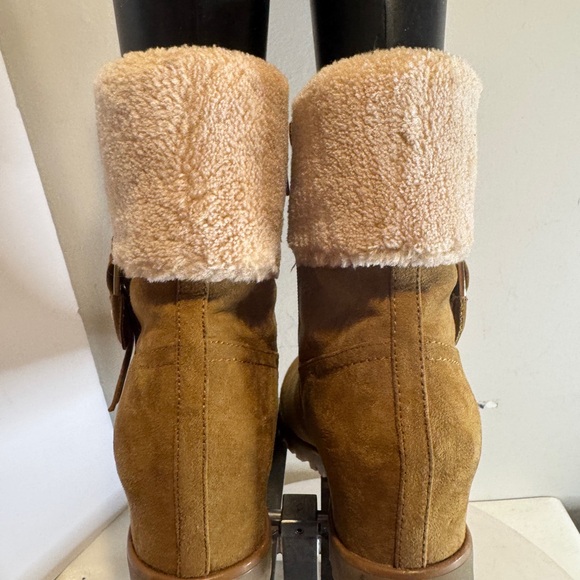 Tommy Hilfiger Soffia 2 Round Toe Tan Suede Ankle Boots Faux Fur Lined size 10 - Picture 5 of 8